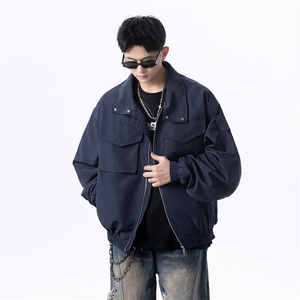 春季港风日系复古纯色贴袋拼接款翻领夹克男 XZ213-JK18-P88控118图片