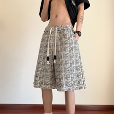 胖胖哥潮牌设计感短裤男夏季大码宽松高街痞帅五分裤灯芯绒中裤潮，男装休闲裤，电商A022