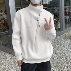 重磅侧扣时尚百搭复古高领纽扣设计针织毛衣潮流百搭潮6531P59，男装针织衫/毛衣，星座410-2