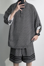 TZ87576/P60夏季短袖短裤套装男五分袖衬衣潮短裤男大码两件套，男装休闲套装，电商A141