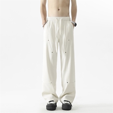 美式褶皱夏季高街垂感宽松速干直筒休闲裤X1910-特批-45，男装休闲裤，星座718