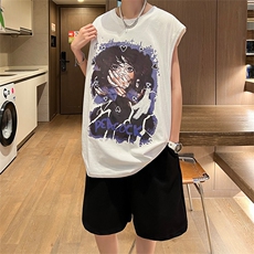 直播品质美式宽松纯棉背心无袖t恤短裤大码两件套套装TZ06-P58，男装T恤，电商A486