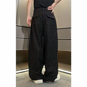 网图 冬季高品质加厚毛呢裤男女春节日氛围感立体剪裁弯刀裤MN85图片