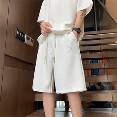 新中式国风短裤男士夏季2025国潮龙纹提花五分运动裤大码休闲中裤，男装牛仔裤，电商B371