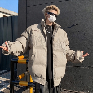美式复古皮服棉服男秋冬季加厚oversize宽松皮衣ins外套图片
