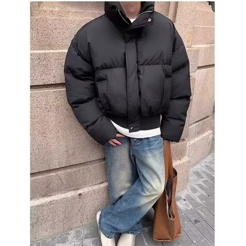 网络图美式复古时尚穿搭短款棉服高街小众保暖棉衣宽松百搭外套,男装棉衣,星座715-4