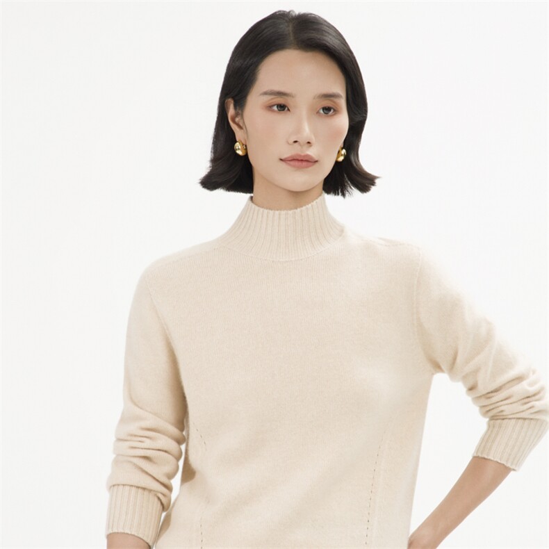 万能搭！曾黎同款一线无缝半高双股加厚山羊绒衫58014,女装羊绒衫,巾兮羊绒