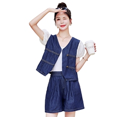 牛仔短裤套装女时尚洋气时髦2024新款夏季高端欧货小个子高级感，女装套装/套裙，慧尚依恋