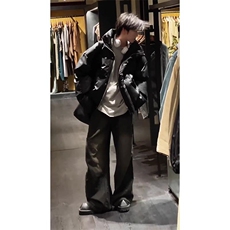 现货5W件冬季三防重磅硬挺boxy短款羽绒立领PU皮棉衣外套加厚棉服，男装棉衣，电商A486-1