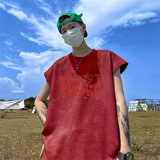 量大优供视频得物直播品230克夏季麂皮绒背心无袖T恤BJ319，男装背心/马甲，电商A486