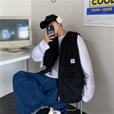 马甲男潮牌嘻哈机能战术坎肩多口袋工装背心外套M2010-p35加绒42,男装背心/马甲,星座1008-2