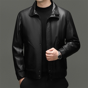 BG-F030冬季男士海宁真皮羽绒服牛皮夹克翻领鸭绒内胆百搭外套