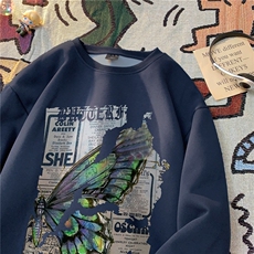 高品质！360克重磅秋季潮牌宽松圆领卫衣FY341p35加绒p45控58，男装卫衣，星座610B-1