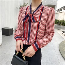 高档次千鸟格衬衫，女装衬衫，艾绮雪影