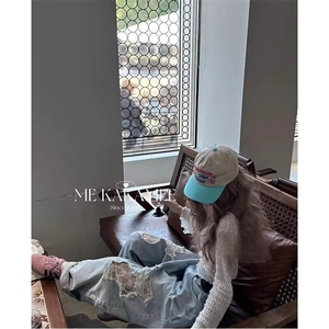 2025美式破洞蕾丝拼接拖地牛仔裤女辣妹高街设计感复古宽松慵懒阔图片