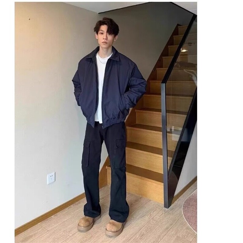 宽松型慵懒保暖潮翻领潮流加厚流行短款工装飞行员棒球服男宽松,男装夹克,星座506A