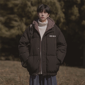 港风山系23冬季宽松字母印花潮流棉服外套MY6470P115控158图片
