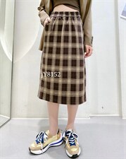 格子半身裙三色M一XXL，女装半身裙，简 影