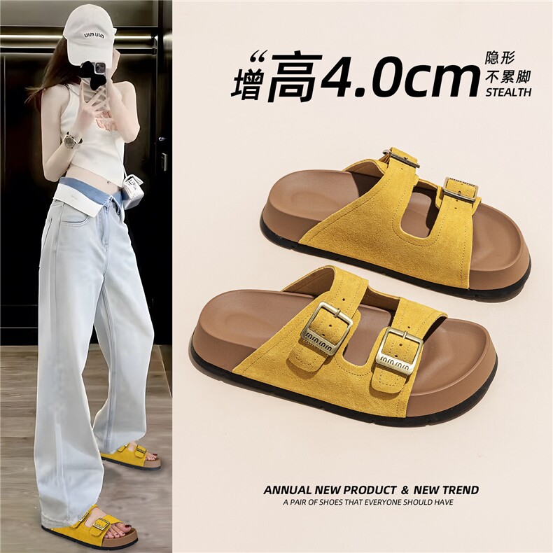 X5035-p155拖鞋女夏季新款厚底增高百搭凉鞋真皮舒适运动休闲鞋,女鞋凉鞋,星座1407-3