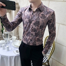312A-5-288-P55长袖高级感秋季休闲英伦发型师韩版纯色男士衬衣，男装衬衫，星座312A-5