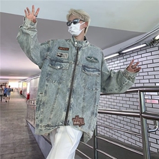 秋季刺绣外套男高街潮流BF风工装牛仔夹克8615P70，男装夹克，星座410-2