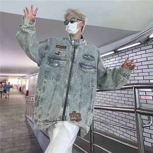秋季刺绣外套男高街潮流BF风工装牛仔夹克8615 P70图片