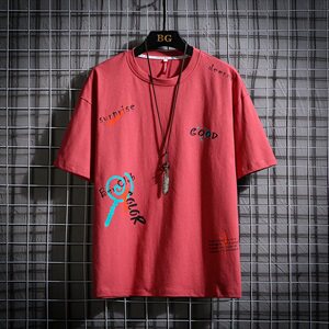 (挂拍网格）A090新款大码潮牌潮流ins短袖T恤男100%棉T075图片