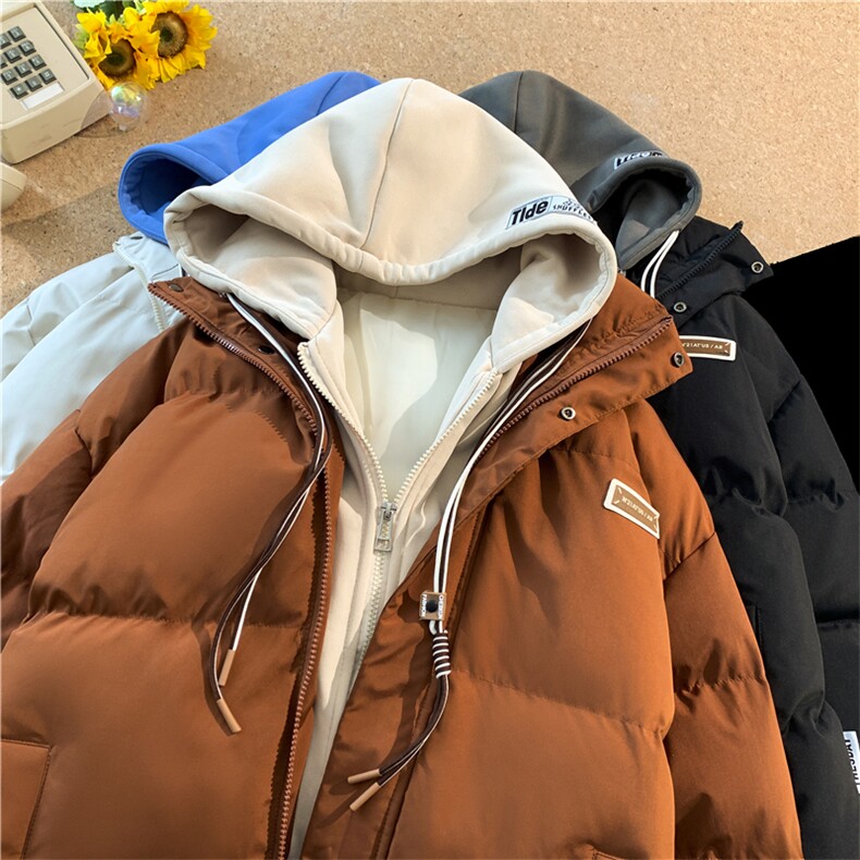 假两件加厚加绒情侣款百搭面包服棉衣715-6-MF100P118（控148）,男装棉衣,星座715-6