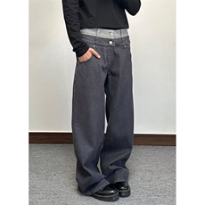 【008】阔腿牛仔裤春宽松显瘦休闲垂感直筒长裤子A079-N1612-P52，男装牛仔裤，电商A079