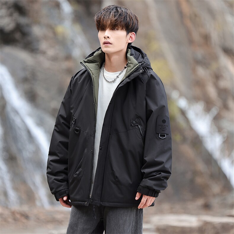 冬季冲锋衣男士棉衣加棉加厚棉服工装棉袄连帽潮A266-MY8014-P75,男装夹克,电商A266
