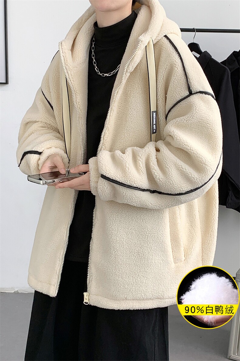 冬装港风清新羊羔绒连帽外套羊羔毛羽绒服男女8153-P195控价268,男装羽绒服,电商A441-1