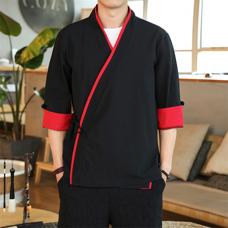 风夏季棉麻短袖衬衫男五分袖衬衣T089-P60可定制印花绣花，男装T恤，星座313B-4（原星座309A-1）