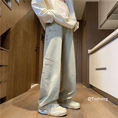 25秋季新款设计感泥巴黄牛仔裤磨毛复古裤子B315-K23414-p55控68，男装牛仔裤，电商B315