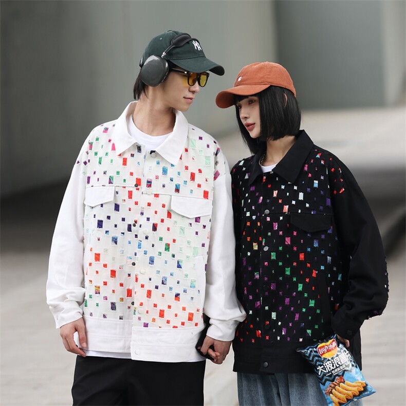高级感情侣装秋冬季2024小众设计感格子夹克男女外套潮JK3923P125,男装夹克,电商A400（原B301）