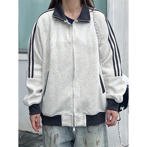 抖音得物高品质 美式高街重磅结构设计拼接织带立领卫衣外套 CM42图片
