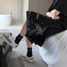 假两件腰果花排扣短裤男士夏季外穿宽松运动五分沙滩裤DK875-p28，男装休闲裤，星座1008-1