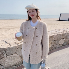 【新款现货】双排扣中长款羊羔毛时尚百搭外套8846款P185K288，女装皮草，2C316