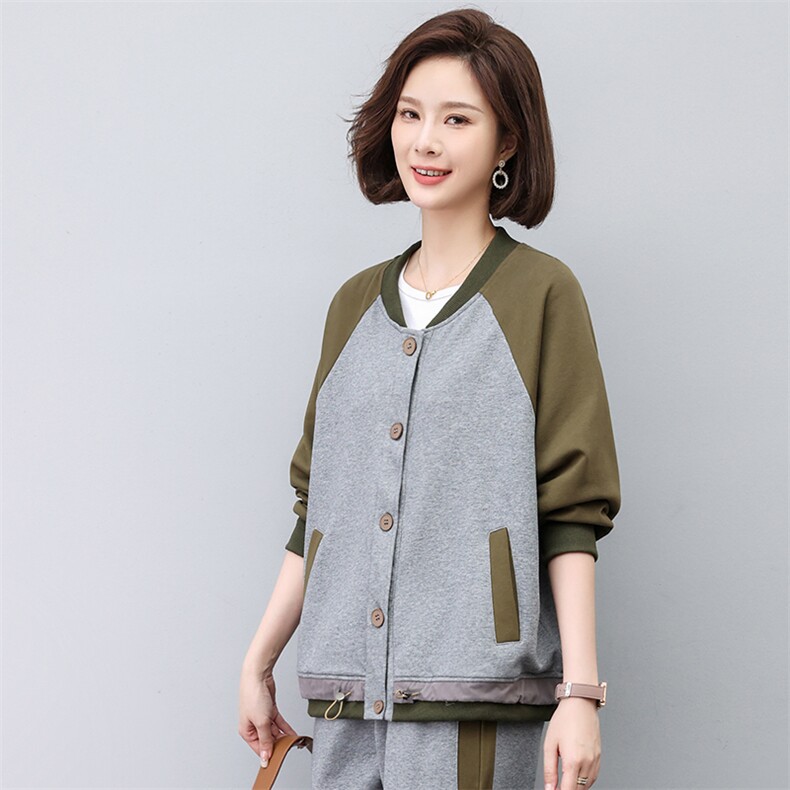 时尚拼色宽松短外套女春秋新款休闲百搭显瘦棒球服上衣,女装短外套,悦见她
