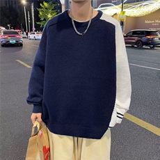 拼色美式休闲针织毛衣男秋冬潮牌男士内搭打底衫上衣MA6001，男装针织衫/毛衣，星座1116A-1（原606A）