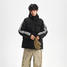 冬季潮流条纹五防立领加绒加厚棉衣情侣撞色棉服外套MY8899-p78，男装棉衣，星座610B-1