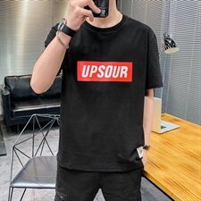 夏季港风大码宽松英文短袖T恤男圆领纯棉中袖卫衣模白T9553，男装T恤，星座1207