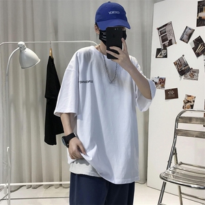XZ115A-T06 200克纯棉男女字母印花大码S-5XL 10色T恤衫圆领半袖图片