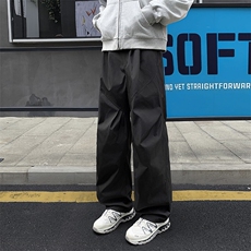 美式斜切褶皱直筒休闲裤男宽松潮牌阔腿工装裤K24125-特P28控58，男装工装外套，电商A001-1
