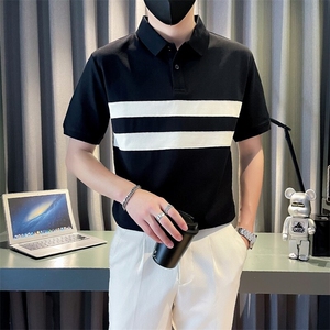2025夏季新款社会小伙拼色polo衫男短袖T恤TX07P58控78图片