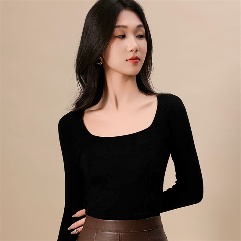 女士时尚修身显瘦百搭气质圆领打底衫,针织衫/毛衣,挚尚羊绒