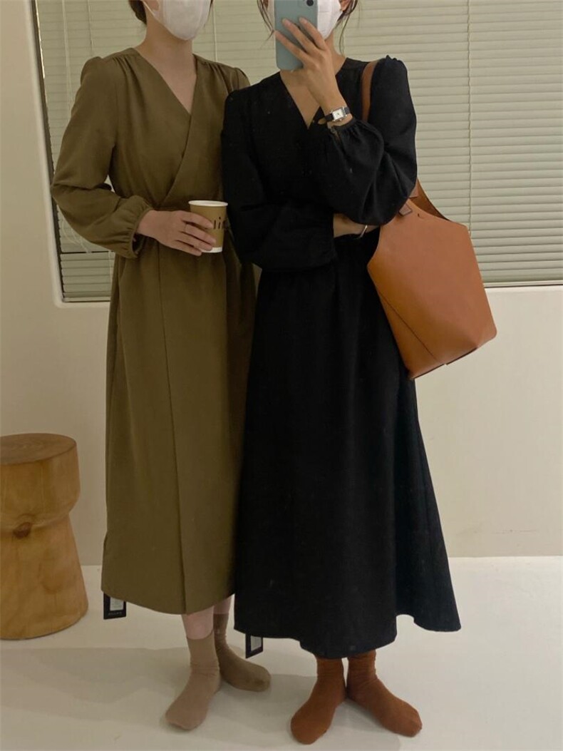 秋季连衣裙，女装连衣裙，唇蔻