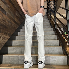 美式高街vibe风裤子黑色破洞牛仔裤男款夏季直筒裤1008-10911-p40，男装牛仔裤，星座1008