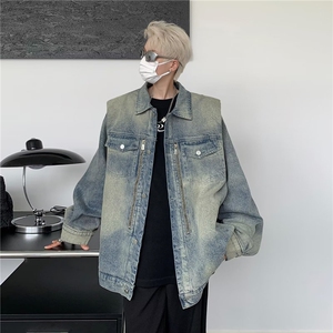美式水洗牛仔夹克男秋季ins潮牌复古设计感小众情侣款外套 JK8928图片