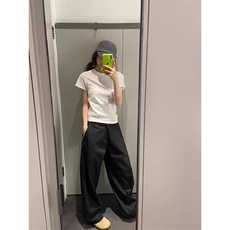 春秋美式高街休闲裤男女垂感阔腿西裤长裤纯色西装裤宽松直筒裤子，男装西服套装，电商A486