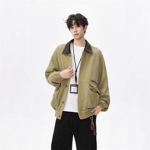 潮牌休闲外套男2025秋季新款美式复古巴恩风夹克-A2305P90控168图片